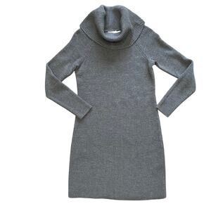 Vineyard Vines Merino Wool Sweater Dress Sz M Gray Charcoal Heather Cowl Neck